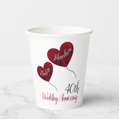 40e Ruby Wedding Jubileum Papieren Bekers (Voorkant)