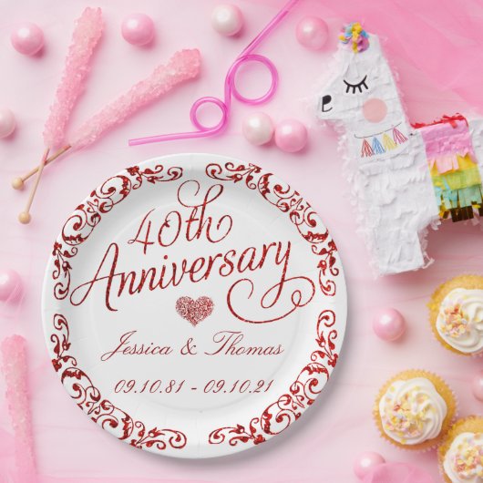 40e Ruby Wedding Jubileum Papieren Bordje (Feest)