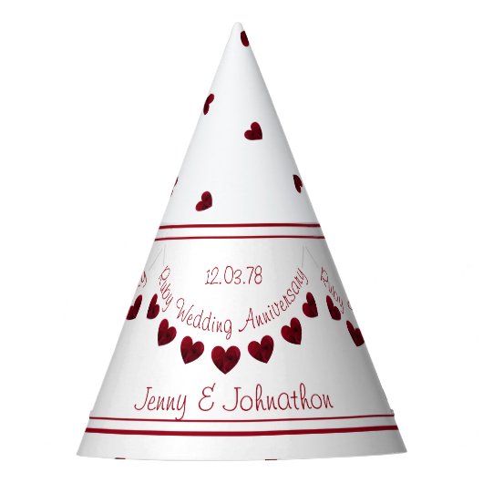 40e Ruby Wedding Jubileum pet Feesthoedjes (Voorkant)