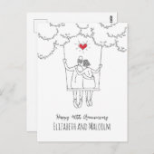 40e Ruby Wedding Jubileum Red Heart Swing Briefkaart (Voorkant / Achterkant)
