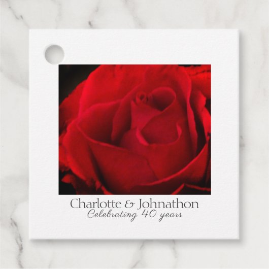 40e Ruby Wedding Jubileum Red Rose gift Bedankjes Labels (Voorkant)