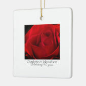 40e Ruby Wedding Jubileum Red Rose gift Keramisch Ornament (Links)