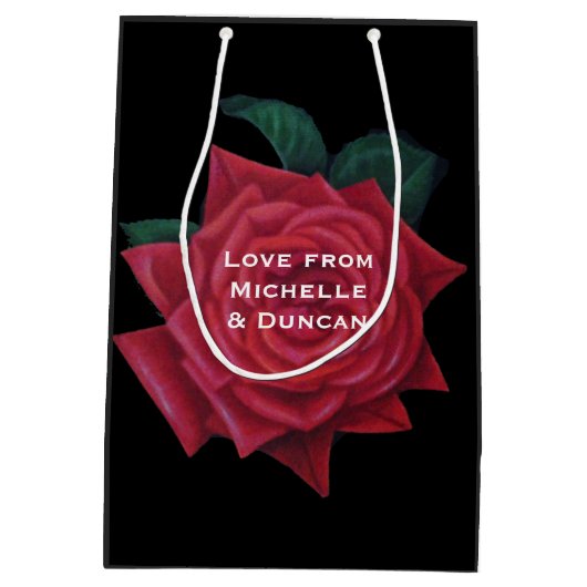 40e Ruby Wedding Jubileum Red Rose Medium Cadeauzakje (Achterkant)