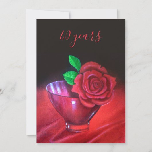 40e Ruby Wedding Jubileum Red Rose-uitnodiging Kaart (Achterkant)