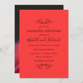40e Ruby Wedding Jubileum Red Rose-uitnodiging Kaart (Voorkant / Achterkant)