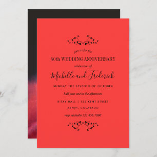 40e Ruby Wedding Jubileum Red Rose-uitnodiging Kaart