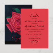 40e Ruby Wedding Jubileum Red Rose-uitnodiging Kaart (Voorkant / Achterkant)