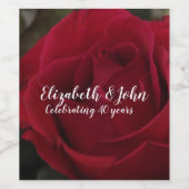40e Ruby Wedding Jubileum Red Rose Wijn Etiket (Enkel label)