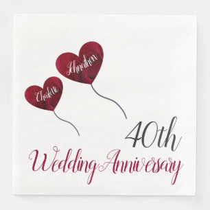 40e Ruby Wedding Jubileum rode ballon Servet