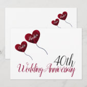 40e Ruby Wedding Jubileum rode hartballon Kaart (Voorkant / Achterkant)