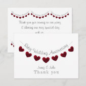 40e Ruby Wedding Jubileum rode hartslag Bedankkaart (Voorkant / Achterkant)
