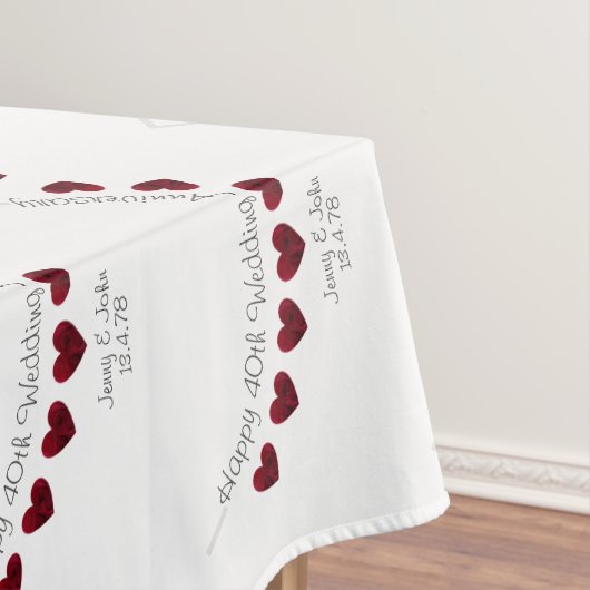 40e Ruby Wedding Jubileum rode hartslag Tafelkleed (Voorbeeld)