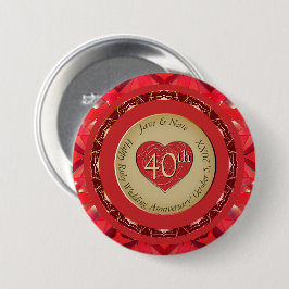 40e Ruby Wedding Jubileum Ronde Button 7,6 Cm