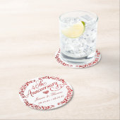 40e Ruby Wedding Jubileum Ronde Kartonnen Onderzetter (Insitu)