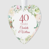 40e Ruby Wedding Jubileum Rozen Garland Ornament (voorkant)