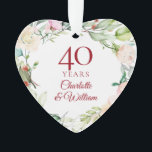 40e Ruby Wedding Jubileum Rozen Garland Ornament<br><div class="desc">Met een delicate waterverf florale tuin kan deze botanische 40ste trouwdag-juweel gepersonaliseerd worden met je speciale verjaardagsinformatie in een elegante rubytekst. Ontworpen door: Thisnotme©</div>