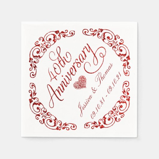 40e Ruby Wedding Jubileum Servet (Voorkant)