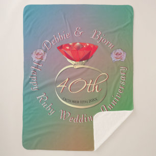 40e Ruby Wedding Jubileum Sherpa Blanket Sherpa Deken