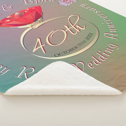 40e Ruby Wedding Jubileum Sherpa Blanket Sherpa Deken (3/4)