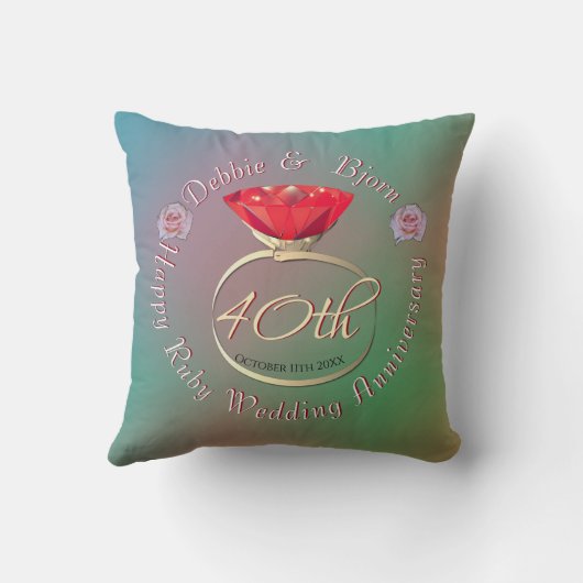 40e Ruby Wedding Jubileum Sierkussen (Achterkant)
