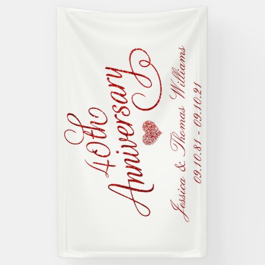 40e Ruby Wedding Jubileum Spandoek (Verticaal)