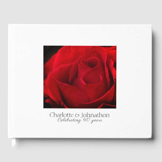 40e Ruby Wedding Jubileum Traditional Red Rose Gastenboek (Voorkant)