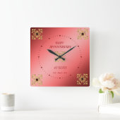 40e Ruby Wedding Jubileum Vierkante Klok (Huis)