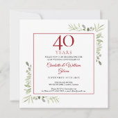 40e Ruby Wedding Jubileum Waterverf Greenery Kaart (Voorkant)