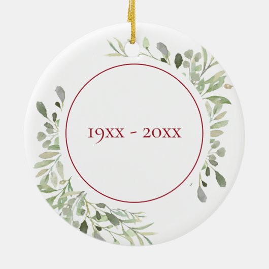 40e Ruby Wedding Jubileum Waterverf Greenery Keramisch Ornament (Achterkant)