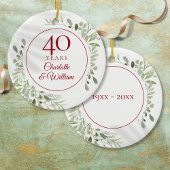 40e Ruby Wedding Jubileum Waterverf Greenery Keramisch Ornament