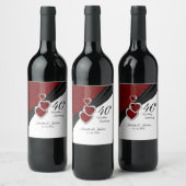 40e Ruby Wedding Jubileum Wijn Etiket (Flessen)