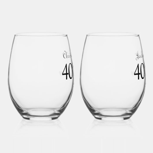 40e Ruby Wedding Jubileum Wijnglas Zonder Voet (Rechts)