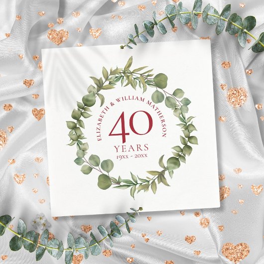 40e Ruby Wedding Jubileum Woodland Garland Servet