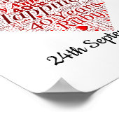40e Ruby Wedding Jubileum Word Art Print (Hoek)