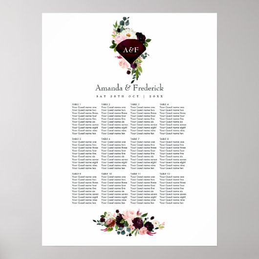 40e Ruby Wedding Jubileum Zitplaats Poster (Voorkant)