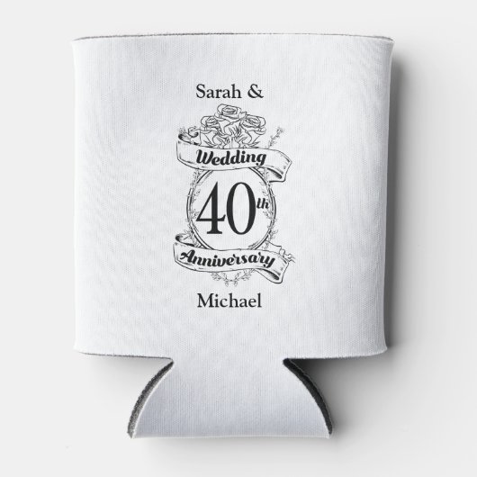 40e Ruby Wedding Jubileum zwart-wit Blikjeskoeler (Voorkant)