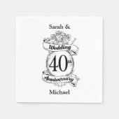 40e Ruby Wedding Jubileum zwart-wit Servet (Voorkant)