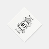 40e Ruby Wedding Jubileum zwart-wit Servet (Hoek)