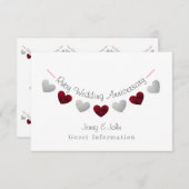 40e Ruby & Zilver Huwelijksverjaardag Bunting Informatiekaartje (Voorkant / Achterkant)