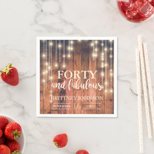 40e rustieke bruine houten lichten verjaardag | Se Servet (Insitu)