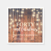 40e rustieke bruine houten lichten verjaardag | Se Servet (Voorkant)