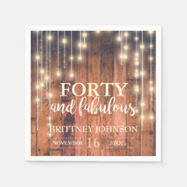 40e rustieke bruine houten lichten verjaardag | Se Servet