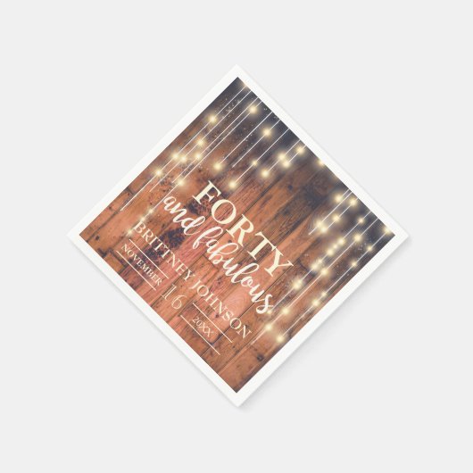 40e rustieke bruine houten lichten verjaardag | Se Servet (Hoek)