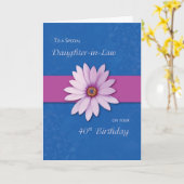 40e schoondochter verjaardag Daisy Pink Paarse Kaart (Gele Bloem)
