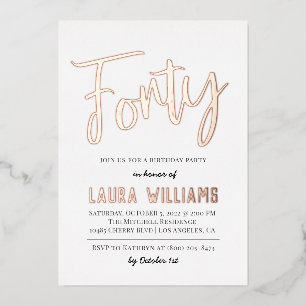 40e Script Word Birthday Folie Uitnodiging