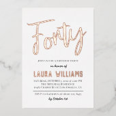 40e Script Word Birthday Folie Uitnodiging (Voorkant)