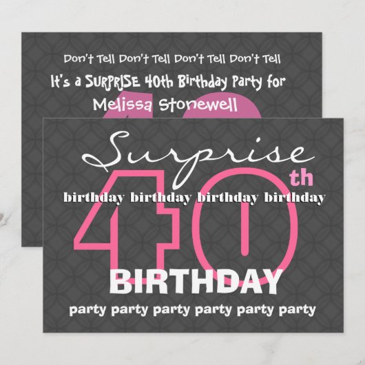 40e SOPRISE Birthday Modern Blauwgroen en zwart E8 Kaart (Voorkant / Achterkant)