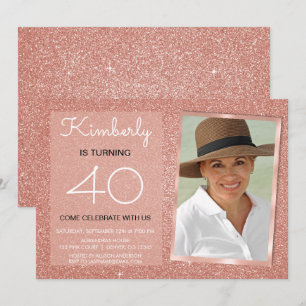 40e Sparkle Roos Gold Blush Pink Foto Kaart