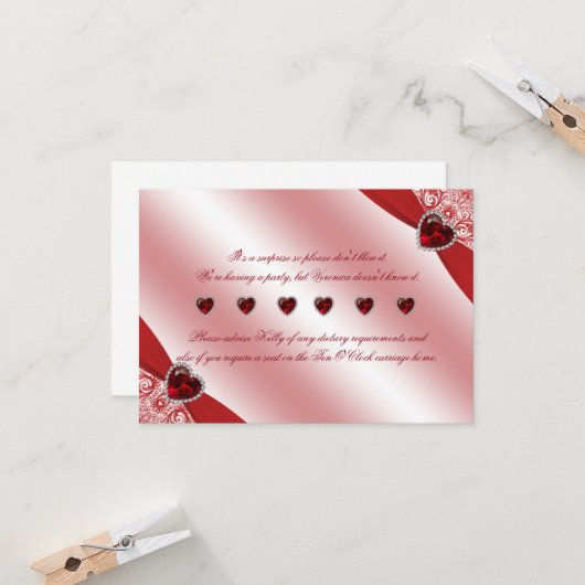 40e speciale bruiloftsinstructies voor robijnen hu kaart (Voorkant / Achterkant in situ)