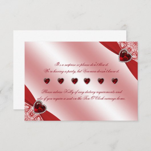 40e speciale bruiloftsinstructies voor robijnen hu kaart (Voorkant / Achterkant)